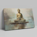 Serene Buddha Canvas Print in Earthy Tones on the Abstract Background