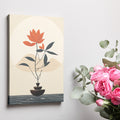 Framed canvas print of a minimalist bonsai tree silhouette against an abstract nature background