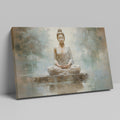 Framed canvas print of a meditative Buddha in serene, neutral tones