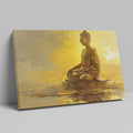 Framed canvas print of a golden Buddha in meditation
