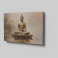 Framed canvas print of a serene Buddha in meditation with warm colour tones