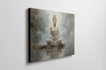 Framed canvas print of a meditative Buddha in serene, neutral tones