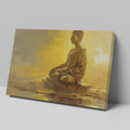 Framed canvas print of a golden Buddha in meditation