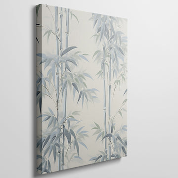 Elegant bamboo stalks and leaves painting in shades of green and white