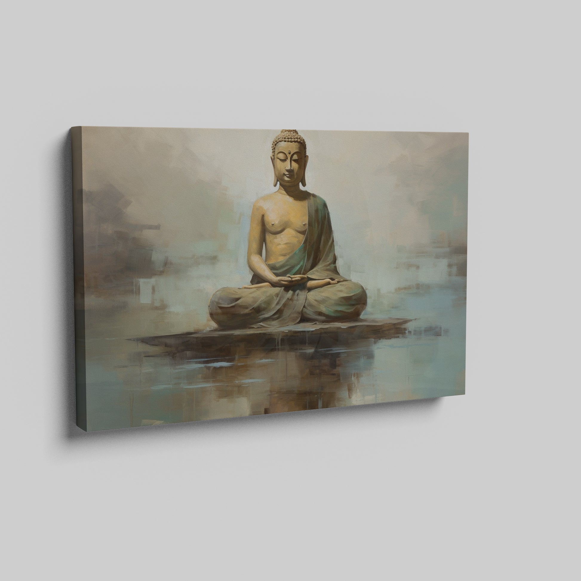 Serene Buddha Canvas Print in Earthy Tones on the Abstract Background