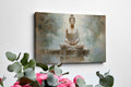 Framed canvas print of a meditative Buddha in serene, neutral tones