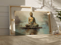 Serene Buddha Canvas Print in Earthy Tones on the Abstract Background