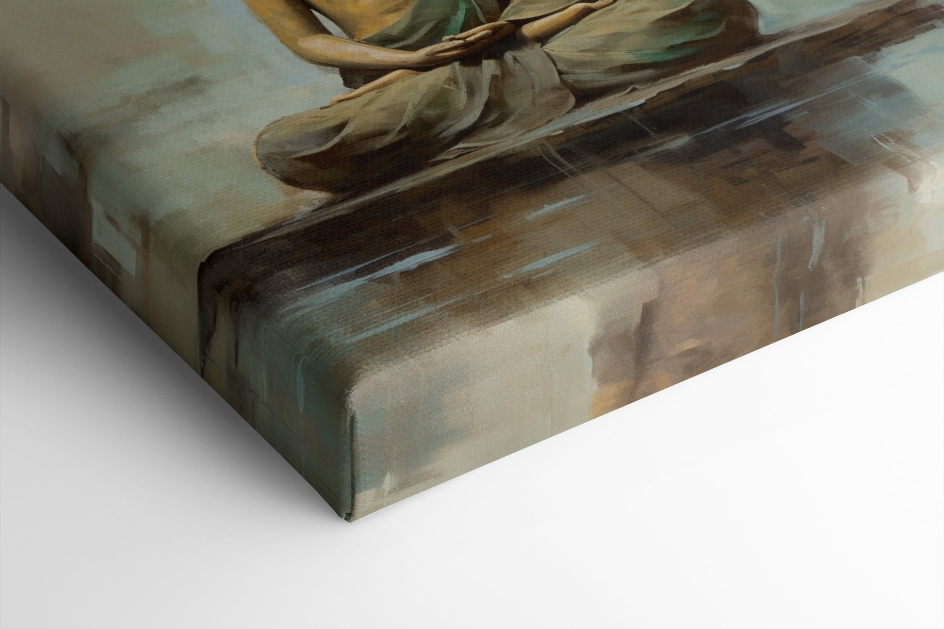 Serene Buddha Canvas Print in Earthy Tones on the Abstract Background