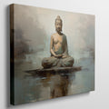 Serene Buddha Canvas Print in Earthy Tones on the Abstract Background