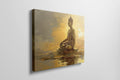 Framed canvas print of a golden Buddha in meditation