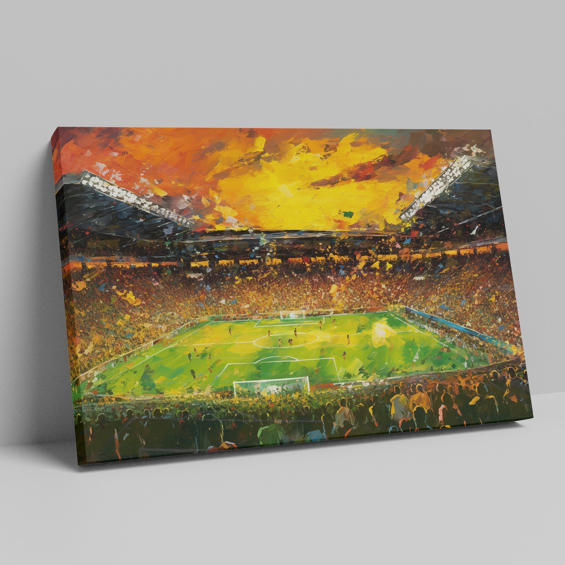 Framed canvas print of an abstract vibrant football stadium scene