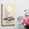 Framed canvas print of minimalist Zen style artwork with tree silhouette and candle