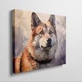 Framed canvas print of a detailed and textured digital painting of a majestic dog in warm colours