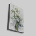 Framed canvas print of stylised bamboo and white flowers in watercolour