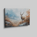 Framed canvas print of a majestic stag in a stylised autumn forest scene