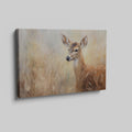 Framed canvas print of an impressionist painting of a deer with warm earthy tones