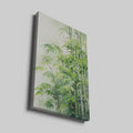 Framed canvas print of a tranquil watercolour depiction of bamboo surrounded by soft green hues