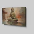 Framed canvas print of a serene Buddha in meditation with abstract background