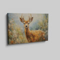 Framed canvas print of an impressionist painting of a deer with autumn colours