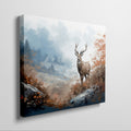 Framed canvas print of a majestic stag in a stylised autumn forest scene