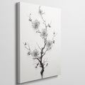 Framed canvas print of monochrome cherry blossoms with red accents