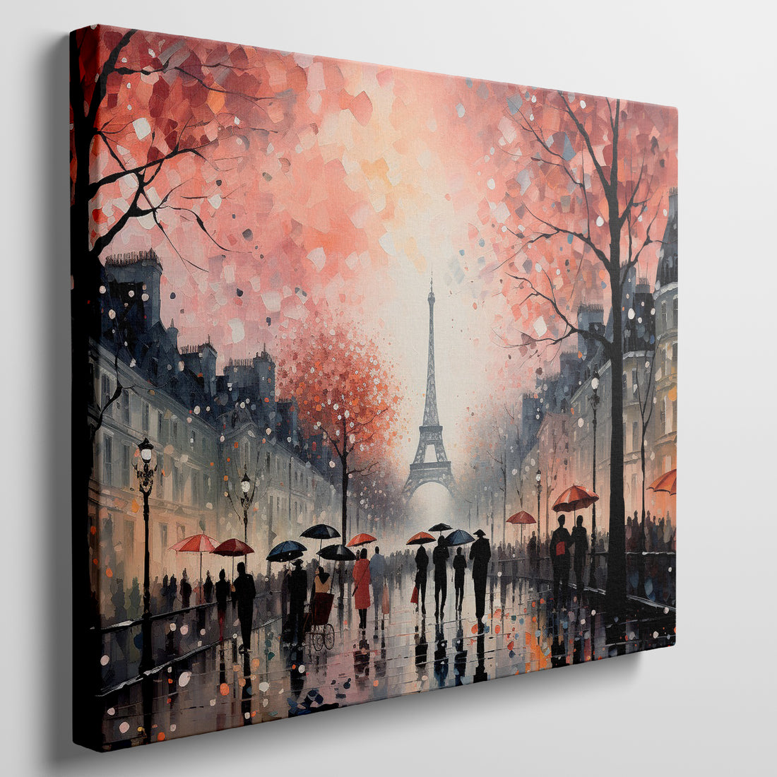 Framed canvas print of an Impressionist Parisian scene with Eiffel Tower and autumn trees