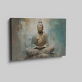 Framed canvas print of a meditative Buddha in abstract earthy tones