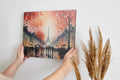 Framed canvas print of an Impressionist Parisian scene with Eiffel Tower and autumn trees