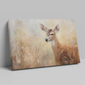 Framed canvas print of an impressionist painting of a deer with warm earthy tones