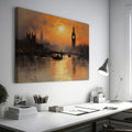 Framed canvas print of London skyline at sunset with Big Ben and River Thames