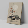 Framed canvas print of minimalist Zen style artwork with tree silhouette and candle