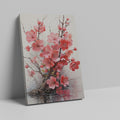 Framed canvas print of cherry blossoms with reflection and ink splashes