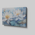 Framed canvas print of ethereal watercolor lotus flowers in tranquil blue hues