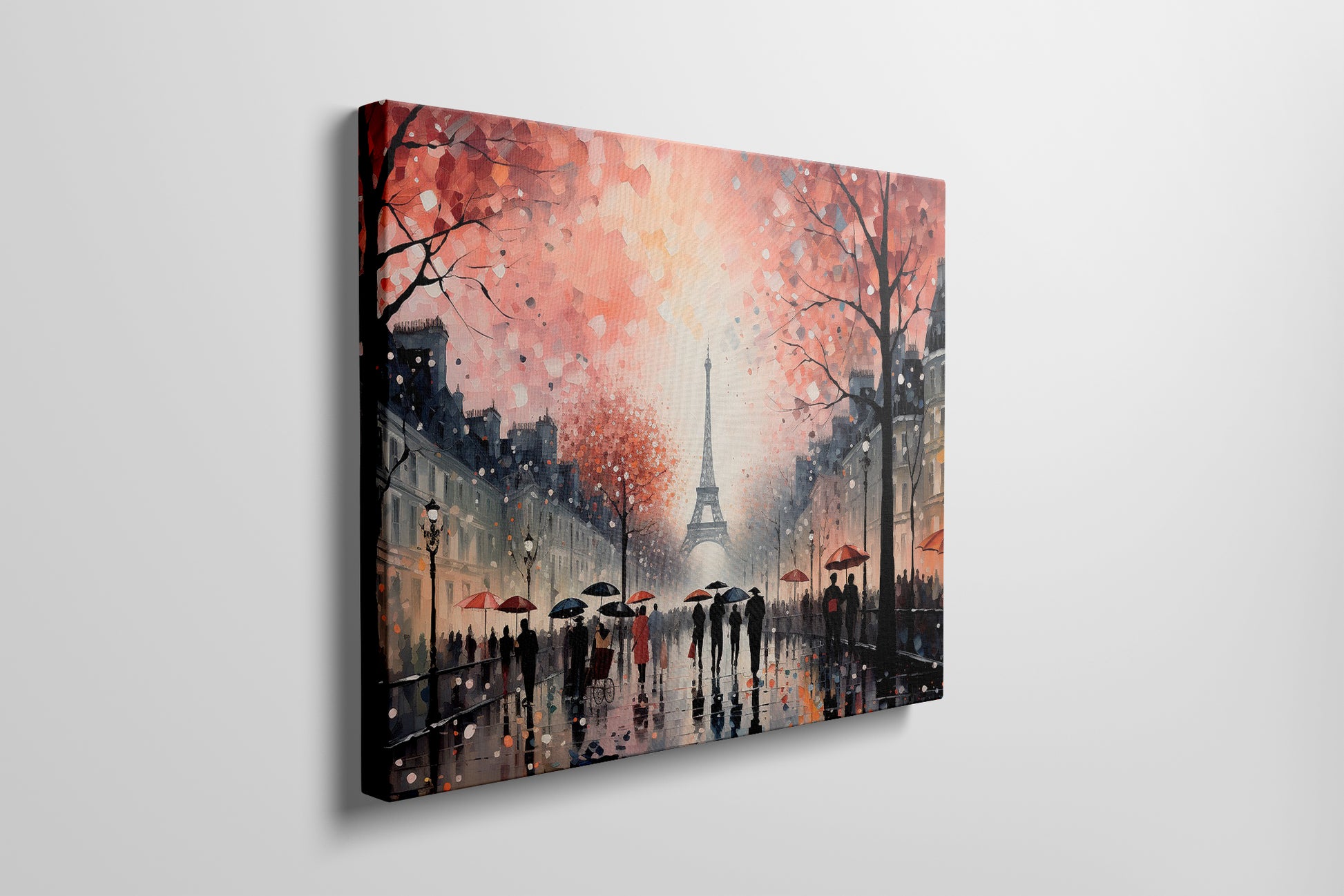 Framed canvas print of an Impressionist Parisian scene with Eiffel Tower and autumn trees