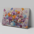 Framed canvas print of vibrant impasto bouquet in a vase with rich textures and colours