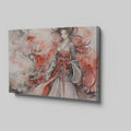 Framed canvas print of a traditional Japanese woman in ethereal watercolour style