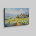 Framed canvas print of a Tuscan landscape with a villa and vineyards