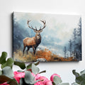 Framed canvas print of a majestic stag in a tranquil autumn forest