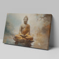 Framed canvas print of a serene Buddha in meditation with earthy tones