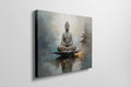 Framed canvas print of a serene Buddha in meditation with warm and earthy tones