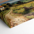 Framed canvas print of a rustic farmhouse and path leading to a sunset over the sea