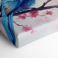 Framed canvas print of a bluebird and cherry blossoms in pastel watercolour