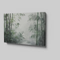 Framed canvas print of a misty oriental bamboo forest in ink wash style