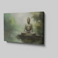 Framed canvas print of a meditative Buddha in serene colors