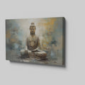 Framed canvas print of a serene Buddha in abstract style with earthy, golden hues