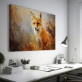 Framed canvas print of a vibrant impressionistic painting of a fox with autumnal colours