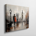 Framed canvas print of an abstract rainy London street scene with Big Ben in the background