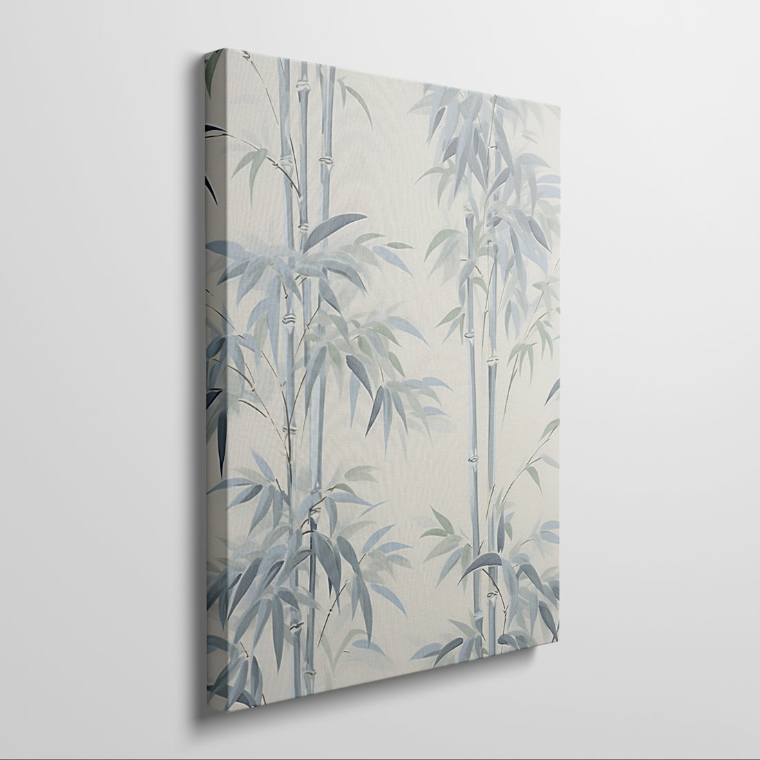 Elegant bamboo stalks and leaves painting in shades of green and white