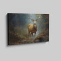 Framed canvas print of a majestic stag in an autumnal forest with rich earthy colours