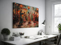 Framed canvas print of traditional dance scene with Chinese lanterns and vibrant abstract figures